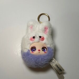 Liila Toys Liila Lucky Cat Series Plush Keychain White Purple Bunny Doll Face